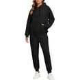 thumbnail image 1 of Sweatsuits Women 2 Piece Outfit Cozy Jogging Suits Hoodies Pullover Jogger Sweatpants Set Matching Sweat Sets Black 3XL, 1 of 6