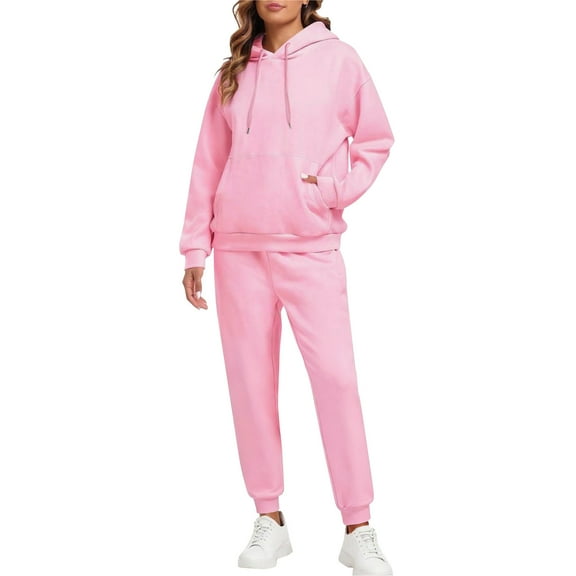 Sweatsuits Women 2 Piece Outfit Cozy Jogging Suits Hoodies Pullover Jogger Sweatpants Set Matching Sweat Sets Pink M