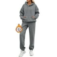 thumbnail image 1 of Sweatsuits Women 2 Piece Outfit Fleece Oversized Hoodie Joggers Sweatpants Track Suits Matching Lounge Pants Sets Dark Gray S, 1 of 3