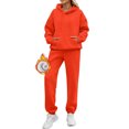 thumbnail image 1 of Sweatsuits Women 2 Piece Outfit Fleece Oversized Hoodie Joggers Sweatpants Track Suits Matching Lounge Pants Sets Saffron L, 1 of 3