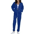 thumbnail image 1 of Sweatsuits Women 2 Piece Outfit Fleece Zip Up Jacket Oversized Hoodie Jogger Sweatpants Set Cozy Matching Sweat Sets Blue XL, 1 of 3