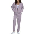 thumbnail image 1 of Sweatsuits Women 2 Piece Outfit Fleece Zip Up Jacket Oversized Hoodie Jogger Sweatpants Set Cozy Matching Sweat Sets Purple XL, 1 of 3