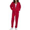 thumbnail image 1 of Sweatsuits Women 2 Piece Outfit Fleece Zip Up Jacket Oversized Hoodie Jogger Sweatpants Set Cozy Matching Sweat Sets Red S, 1 of 3