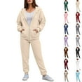 thumbnail image 1 of Sweatsuits Women 2 Piece Outfit Fleece Zip Up Jacket Oversized Hoodie Jogger Sweatpants Set Cozy Matching Sweat Sets, 1 of 5