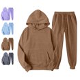 thumbnail image 1 of Sweatsuits Women 2 Piece Outfit Hooded Sweatshirt Matching Baggy Sweatpants with Pockets Y2k Lounge Jogging Tracksuit Coffee 3XL, 1 of 3