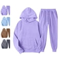 thumbnail image 1 of Sweatsuits Women 2 Piece Outfit Hooded Sweatshirt Matching Baggy Sweatpants with Pockets Y2k Lounge Jogging Tracksuit Light Purple XL, 1 of 3