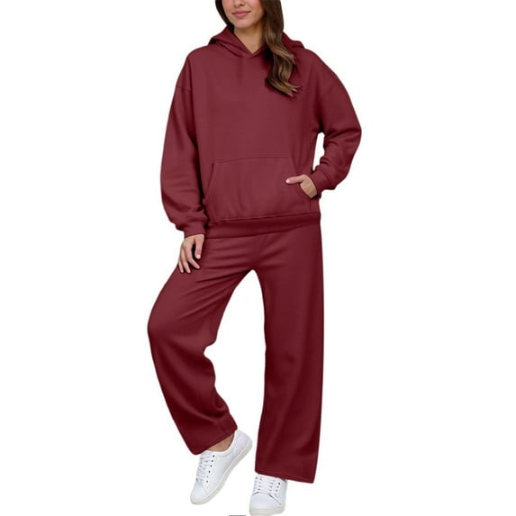 Sweatsuits Women 2 Piece Outfit Jogger Set Cute Hoodie Top and Loose Fit Wide Leg Pants Tracksuit Set Trouser Suit Casual Fitness Set Sports Suit Valentine's Day