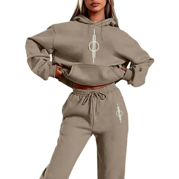 Sweatsuits Women 2 Piece Outfit Jogger Set Hoodie Top and Loose Fit Wide Leg Pants Tracksuit Set Trouser Suit Casual Fitness Set Sports Suit Valentine's Day