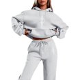 thumbnail image 1 of Sweatsuits Women 2 Piece Outfit Jogger Set Hoodie Top and Loose Fit Wide Leg Pants Tracksuit Set Trouser Suit Casual Fitness Set Sports Suit Valentine's Day, 1 of 4