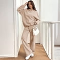 thumbnail image 1 of Sweatsuits Women 2 Piece Outfit Long Sleeve Fleece Oversized Sweatshirt Fall Hoodies Wide Leg Sweatpants Tracksuits Khaki XXL, 1 of 3