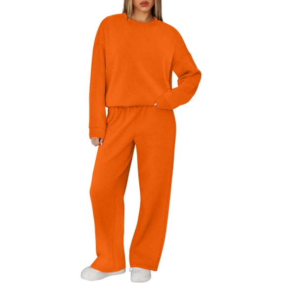 Sweatsuits Women 2 Piece Outfit Matching Lounge Sets Fall Outfits 2026 Fashion Clothing Crew Neck Track Suit Casual Daily Wear