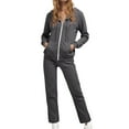 thumbnail image 1 of Sweatsuits Women 2 Piece Outfit Womens Casual Hooded Tracksuit Set Solid Zip Up Sweatshirt Drawstring Track Suits Women Set Dark Gray M, 1 of 5