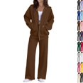 thumbnail image 1 of Sweatsuits Women 2 Piece Outfit Zip Up Jacket Comfort Jogger Set Hoodie and Sweatpants Matching Sweat Sets Brown XL, 1 of 7