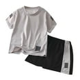 thumbnail image 1 of Sweatsuits for Boys 8-9 Boys 2 Piece Outfits - Short Sleeve T Shirt and Casual Shorts Set for Kids Ages 8-13, 1 of 1