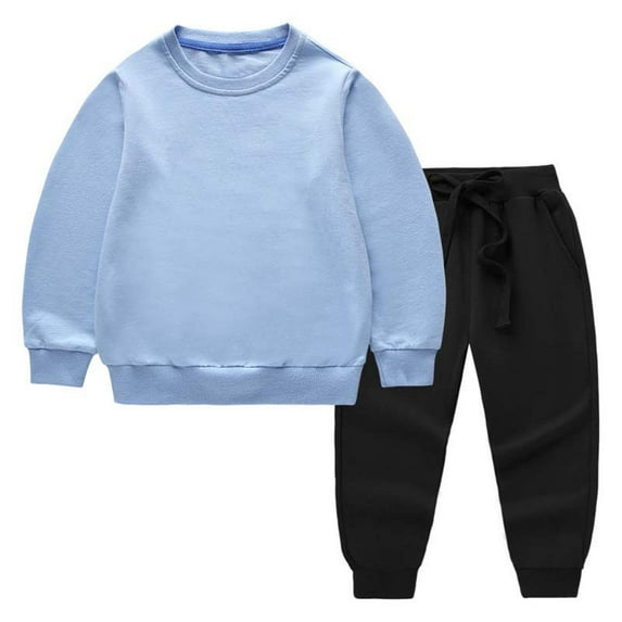 Sweatsuits for Boys Girls 2 Piece Tracksuit Pullover Sweatshirt Top and Jogger Pants Set Casual Kids Sports Outfits (10 Years, Light Blue)