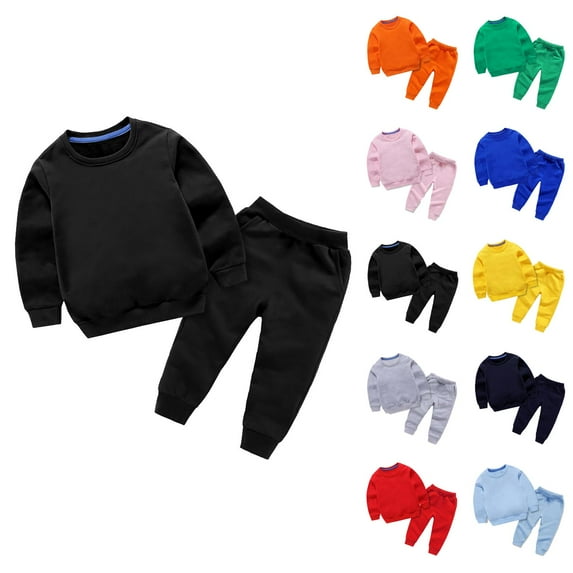 Sweatsuits for Girls Boys 2025 Plain Crewneck Sweatshirt Jogging Sweatpants 2 Piece Matching Set Kids Activewear Sets