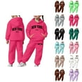 thumbnail image 1 of Sweatsuits for Girls Boys New York Sweatshirt and Jogger Sweatpants 2 Piece Matching Track Suit Boys Girls Activewear Sets, 1 of 7