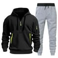 thumbnail image 1 of Sweatsuits for Men 2 Pcs Hoodie Men's Jogging Tracksuit Set Black L, 1 of 2
