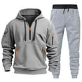 thumbnail image 1 of Sweatsuits for Men 2 Pcs Hoodie Men's Jogging Tracksuit Set Light Gray XL, 1 of 2