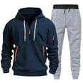 thumbnail image 1 of Sweatsuits for Men 2 Pcs Hoodie Men's Jogging Tracksuit Set Navy XL, 1 of 2