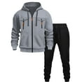 thumbnail image 1 of Sweatsuits for Men 2 Piece Full Zip Hoodie Long Sweatpants Casual Sports Jogging Suits Fleece Lined Tracksuit Sets Gray+Black 2XL, 1 of 3