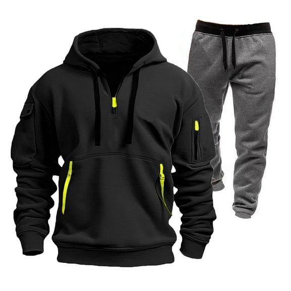Sweatsuits for Men 2 Piece Hoodies With Sweatpants Sets Track Suits Mens Casual Running Jogging Sport Suit Sets Black L