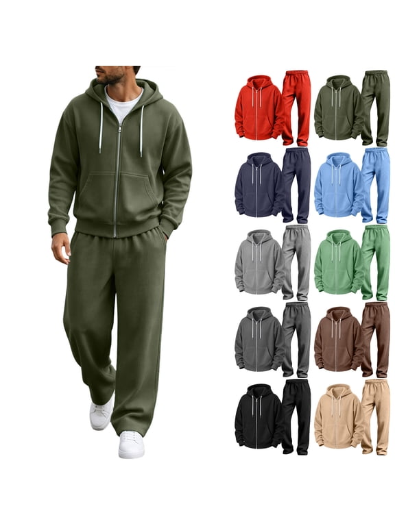 Sweatsuits for Men 2 Piece Men's Jogging Tracksuit Set Hoodie Casual Athletic Long Sleeve Zipper Suit Set Navy Xxxl
