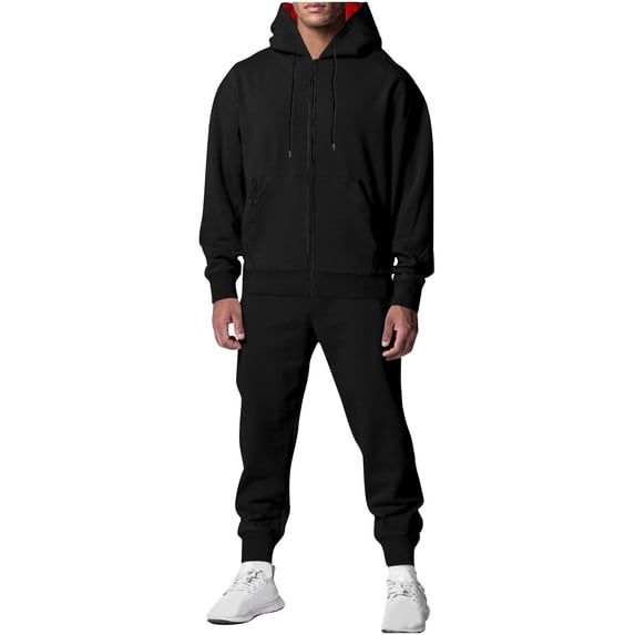 Sweatsuits for Men 2 Piece Tracksuit Sets Full Zip Hoodie Sweatpants Casual Sports Jogging Suits Red,M