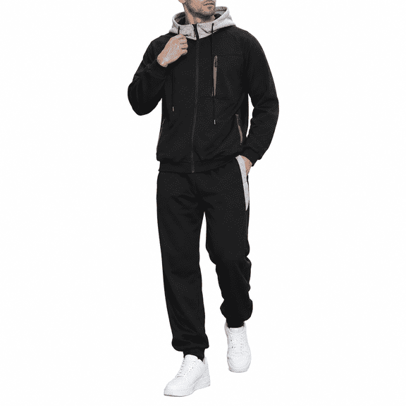 Sweatsuits for Men 2 Piece with Zipper Pockets Full Zip Hoodie Tracksuit Sets Jogging Sports Casual Sweat Suits