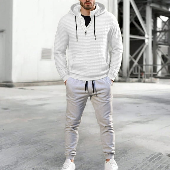Sweatsuits for Men Athletic Full Zip Tracksuit Jacquard Jogging Set Jackets And Pants Outfit Casual Running Jogging Sport Suit Sets