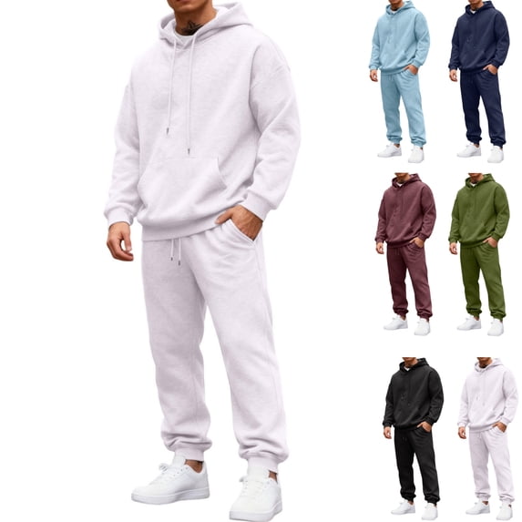 Sweatsuits for Men Hoodie and Sweatpants Set With Cuffed Joggers & Elastic Waist For Casual Outdoor Activities