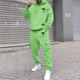 thumbnail image 1 of Sweatsuits for Men Set 2 Piece Casual Letter Print Relaxed Fit Hoodie Sweatshirt and Joggers Sweatpants Sets Sport Suit with Pocket Green XXL, 1 of 7