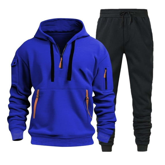 Sweatsuits for Men Set 2 Piece Casual Solid Color Zipper Hoodie Sweatshirt And Joggers Sweatpants Sets Fall Fashion Sport Suit Winter Clothes Outfits