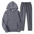 thumbnail image 1 of Sweatsuits for Men Set 2 Piece Solid Color Relaxed Fit Hoodie Sweatshirt and Joggers Sweatpants Sets Casual Sport Suit with Pocket Dark Gray XXXL, 1 of 2