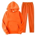 thumbnail image 1 of Sweatsuits for Men Set 2 Piece Solid Color Relaxed Fit Hoodie Sweatshirt and Joggers Sweatpants Sets Casual Sport Suit with Pocket Orange XL, 1 of 2