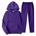 thumbnail image 1 of Sweatsuits for Men Set 2 Piece Solid Color Relaxed Fit Hoodie Sweatshirt and Joggers Sweatpants Sets Casual Sport Suit with Pocket Purple XXL, 1 of 2