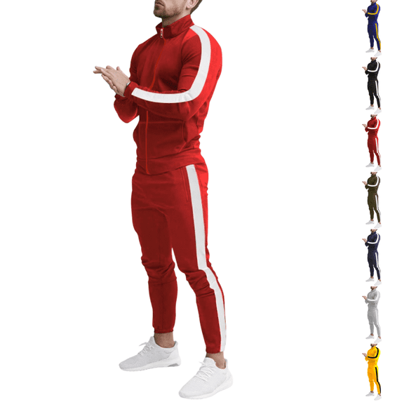 Sweatsuits for Mens Sweat Suit Jogging Track Suits 2 Piece Matching Sets Outfits Casual Comfy Athletic Tracksuits Red L