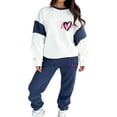 thumbnail image 1 of Sweatsuits for Women 2 Piece Heart Print Color Block Sweatshirt Fashion Casual Crewneck Lounge Sets XL, 1 of 10