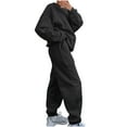 thumbnail image 1 of Sweatsuits for Women 2 Piece Outfits Pullover Long Sleeve Hoodie Oversized Sweatshirt Jogger Pants Casual Solid Tracksuit Sets,Black 1,M, 1 of 5