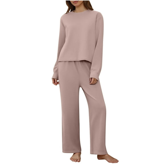 Sweatsuits for Women 2 Piece Outfits Solid Color Fall and Winter Long Sleeved Comfortable Hooded Casual Pants Home Clothing Set