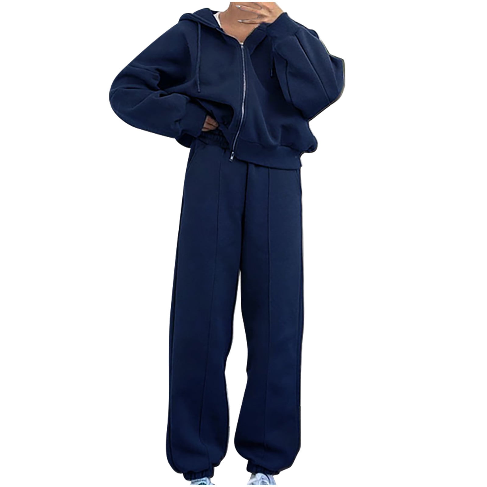 Women's 2-Piece Zip Neck Long Sleeve Sweatshirt & Slim Fit Pants Set