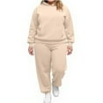 thumbnail image 1 of Sweatsuits for Women 2 Piece Set Track Suit Comfy Crewneck Lounge Sets with Sweatpants and Hoodie 2025 Fall Outfits Beige XXL, 1 of 2