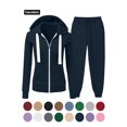 thumbnail image 1 of Sweatsuits for Women 2pcs Outfits Relaxed Fit Zip Up Hooded Jackets Casual Drawstring Waist Jogger Pants Fall Winter Workout Sets Navy L, 1 of 9