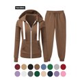 thumbnail image 1 of Sweatsuits for Women 2pcs Outfits Relaxed Fit Zip Up Hooded Jackets Casual Drawstring Waist Jogger Pants Fall Winter Workout Sets Z_Coffee M, 1 of 9