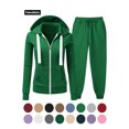 thumbnail image 1 of Sweatsuits for Women 2pcs Outfits Relaxed Fit Zip Up Hooded Jackets Casual Drawstring Waist Jogger Pants Fall Winter Workout Sets Z_Light Green XL, 1 of 9