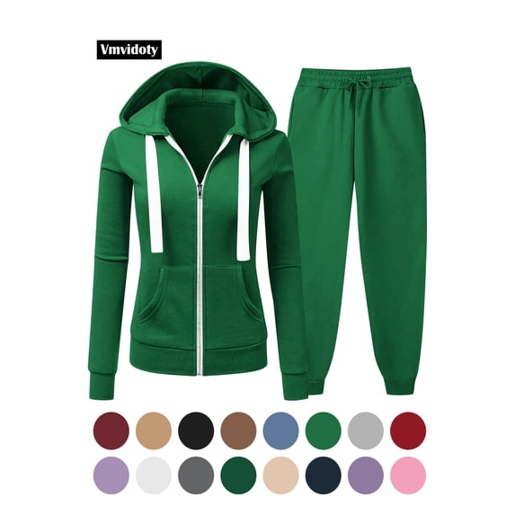 Sweatsuits for Women 2pcs Outfits Relaxed Fit Zip Up Hooded Jackets Casual Drawstring Waist Jogger Pants Fall Winter Workout Sets Z_Light Green XL