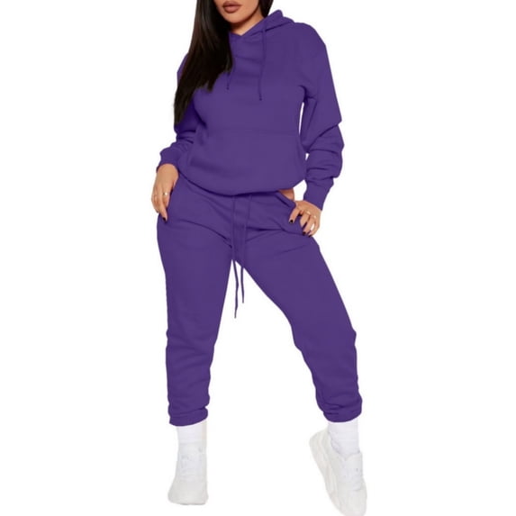 Sweatsuits for Women Set 2 Piece Jogging Outfits Long Sleeve Hoodie Sweatshirt Sweatpants Tracksuit Purple 2XL