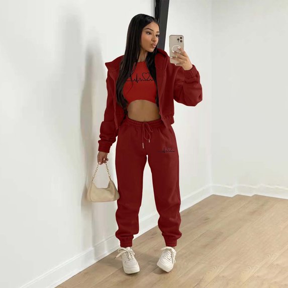Sweatsuits for Women Set 3 Piece, Womens Hoodies and Sweatpants Sports Suit Tracksuit Athletic Jogging Suits