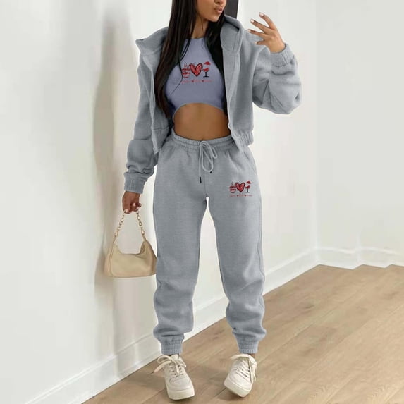 Sweatsuits for Women Set 3 Piece, Womens Hoodies and Sweatpants Sports Suit Tracksuit Athletic Jogging Suits