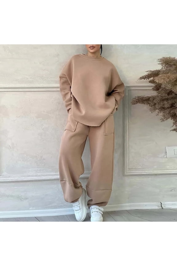 Sweatsuits for Women Two Piece Long Sleeve Pullover and Baggy Sweatpants Lounge Womens Fall Fashion Matching Sets Women Clothing